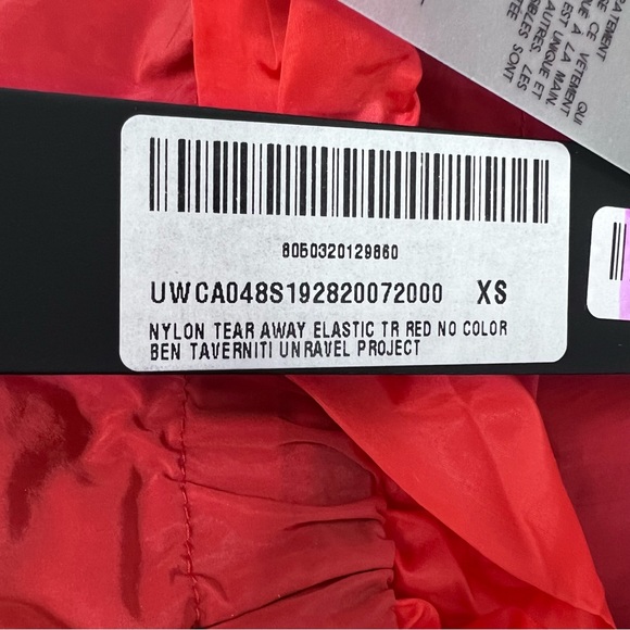 NWT $782 Ben Taverniti Unravel Project Red Windbreaker Track Pants XS - Picture 10 of 10
